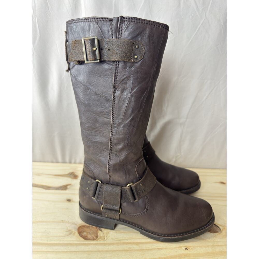 UGG Damien Harness Motorcycle Biker Brown Tall Leather Boots Woman's Size 6.5